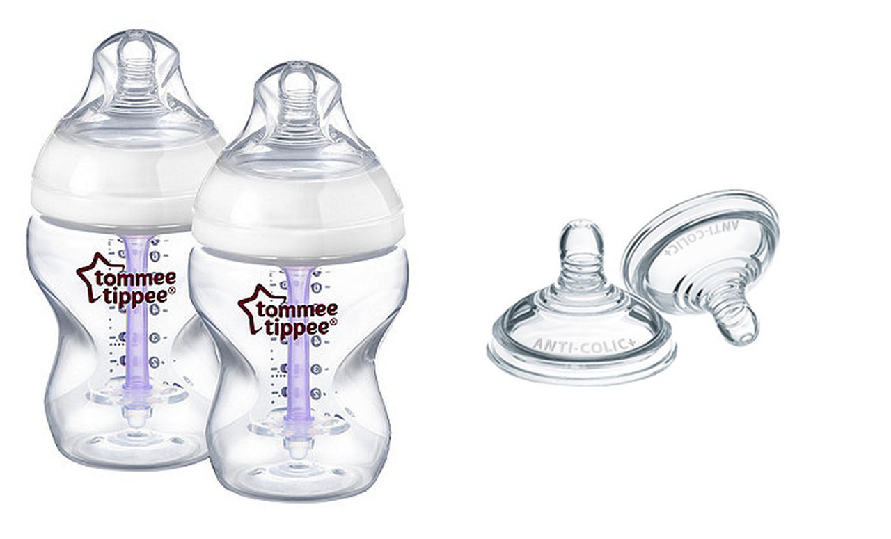 Anti-colic bottles and nipples
